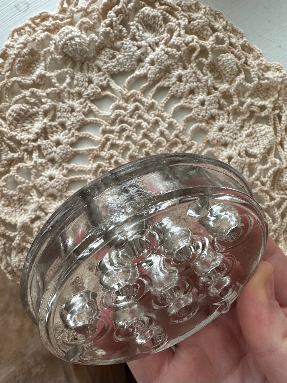 Clear Glass Flower Frog Centerpiece - Picture 3 of 3